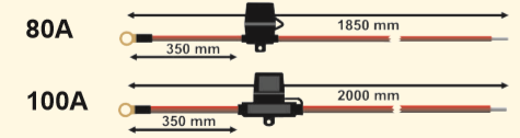 Pre-Made Pre-fused (waterproof) cable + fuse BLACK